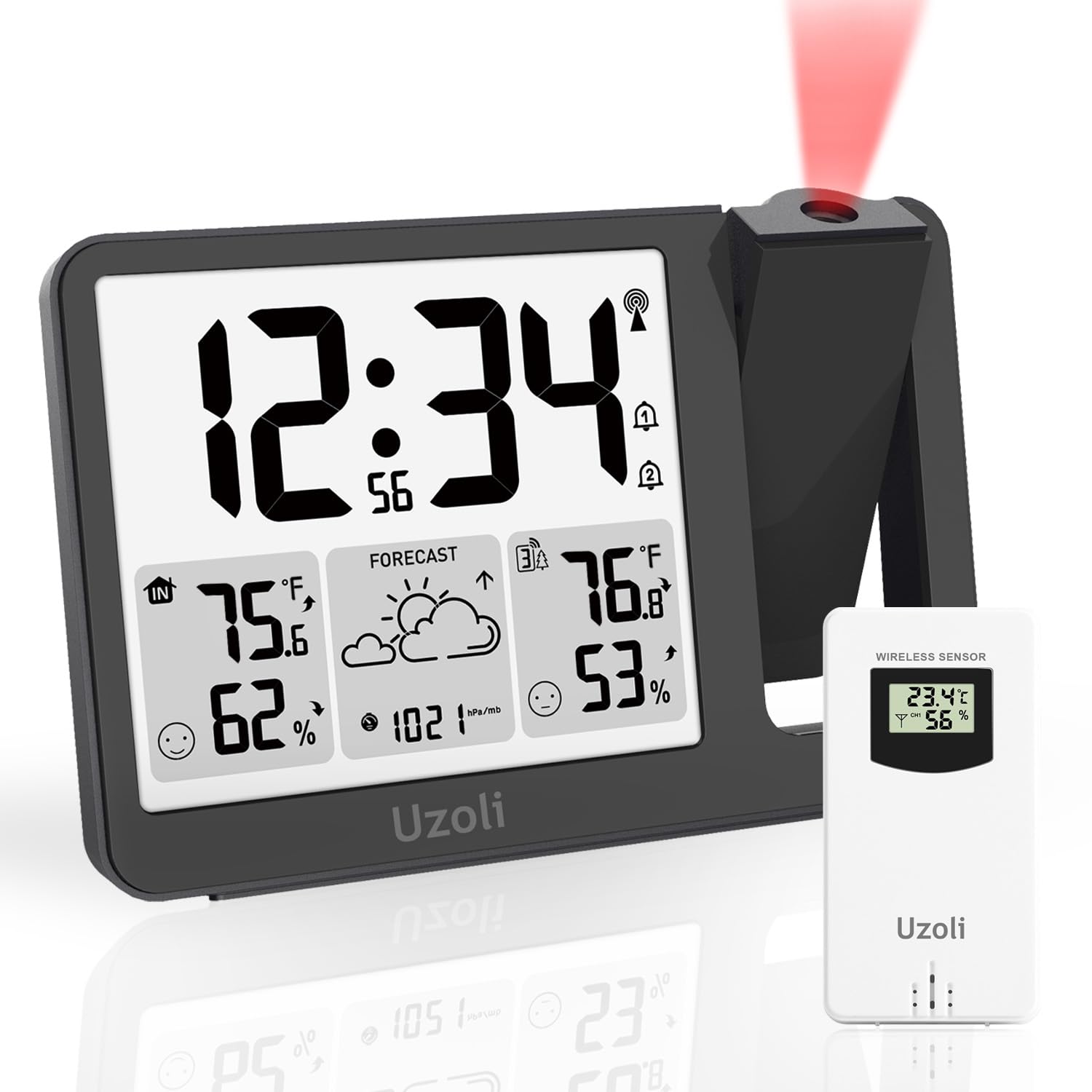 Amazon.com: uzoli EM3539E Projection Alarm Clock, WWVB Atomic